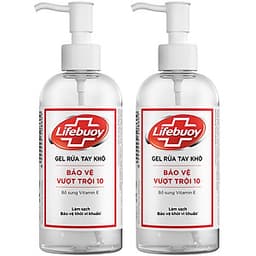 Combo 2 Chai Gel Rửa Tay Khô Sạch Siêu Nhanh Lifebuoy Bảo Vệ Vượt Trội 10 (Chai Vòi 235ml x 2)