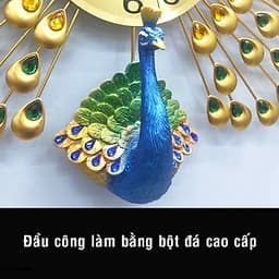 Đồng Hồ Treo Tường Con Chim Công Kim Trôi A25 Nghệ Thuật Cao Cấp Shouse hiện đại 3D kích cỡ lớn đẹp treo phòng khách