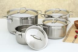 Bộ nồi Fivestar inox 304 bếp từ 3 đáy 4 món FS08-CV tặng bộ thau rổ- Hàng Chính hãng