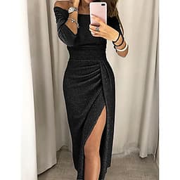 Váy Dạ Hội Lệch Vai Cho Nữ Đen