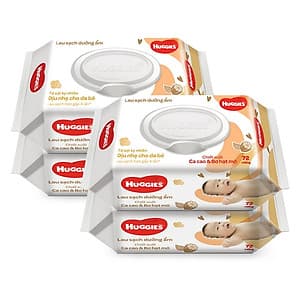 Combo 4 gói Khăn giấy ướt cho trẻ sơ sinh HUGGIES (Gói 72 tờ) - Chiết xuất Cao cao & Bơ hạt mỡ