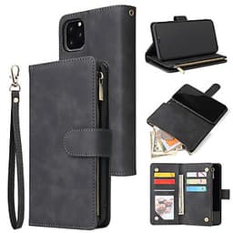 For iPhone 11 iPhone 11 pro iPhone 11 pro max PU Leather Side Magnetic Buckle Multi-card Bracket Full Protective Case with Zipper Wallet Style:iPhone 11 Pro