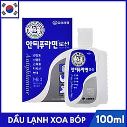 Dầu Lạnh Xoa Bóp Massage Hàn Quốc Antiphlamine Mild màu xanh - Đau nhức cơ thể, giúp da mềm mại - Chai 100ml