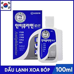 Dầu Lạnh Xoa Bóp Massage Hàn Quốc Antiphlamine Mild màu xanh - Đau nhức cơ thể, giúp da mềm mại - Chai 100ml