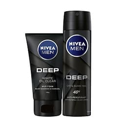 Combo NIVEA MEN Than Hoạt Tính Xịt Ngăn Mùi (150ml) - 80027 & Sữa Rửa Mặt(100G) - 84415