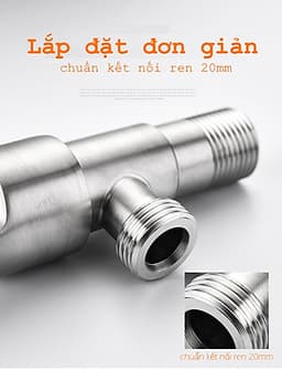 Van Nước 2 cổng xả có điều khiển riêng biệt dạng vòi chia nước. Đường kính van 20mm, Chất liệu bằng Inox 