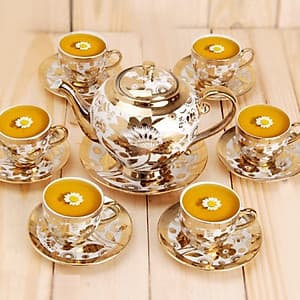 Bộ ấm trà 6 ly hoàng gia nhũ vàng