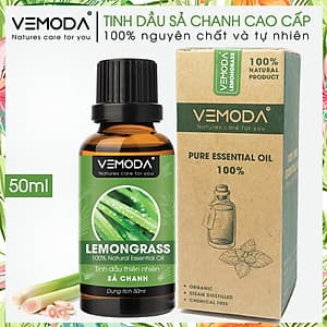 Tinh dầu Sả chanh cao cấp 50ML Lemongrass. Tinh dầu xông phòng Vemoda giúp thanh lọc không khí, khử mùi, kháng khuẩn, đuổi muỗi, giải cảm, làm đẹp. 