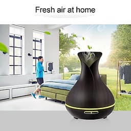 Máy Khuếch Tán Tinh Dầu 500ml Tặng 3 Chai Sả Chanh + Bạc Hà + Oải Hương 10ml Nhập Khẩu Ấn Độ | Xông Phòng 30m2 | Kèm Remote Điều Khiển | MKT17 Lục Bình Đen