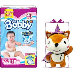 Tã Dán Bobby Êm Mềm Khô Thoáng XXL56 (56 miếng) - Tặng 1 cáo bông xinh xắn