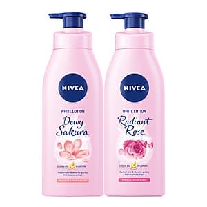 Bộ đôi dưỡng thể Hương hoa Sữa Dưỡng Thể Dưỡng Trắng NIVEA Hương Anh Đào Dewy Sakura (350ml) - 85703 & Sữa Dưỡng Thể Dưỡng Trắng NIVEA Hương Hoa Hồng Radiant Rose (350ml) - 85707