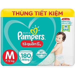 Tã quần Giữ dáng Pampers Megabox thùng tiết kiệm M180  -  Tặng 1 túi Downy Dịu nhẹ 800ml
