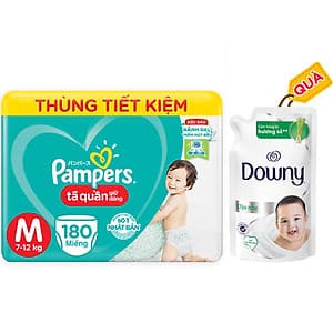 Tã quần Giữ dáng Pampers Megabox thùng tiết kiệm M180  -  Tặng 1 túi Downy Dịu nhẹ 800ml