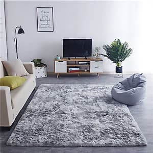 Thảm Lông Loang Màu Xám Nhạt Trải Sàn Trang Trí 1m6x2m