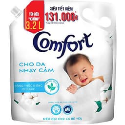 Nước Xả Vải Comfort Cho Da Nhạy Cảm (3.2L/Túi)  - Phù Hợp Với Làn Da Em Bé