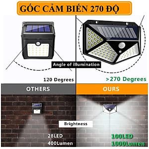 Đèn năng lượng mặt trời cảm biến chuyển động 100LED siêu sáng