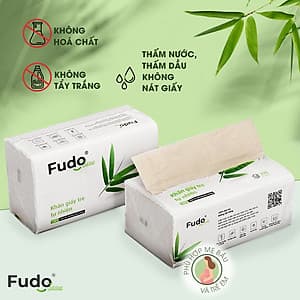 Khăn giấy tre Fudo - 1 Gói Giấy Ăn: 100% bột tre, không tạo mùi, không tẩy trắng, siêu mềm, siêu mịn, siêu dai