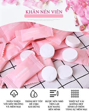 Combo 20 Viên Khăn Giấy Nén Viên Du Lịch Cao Cấp