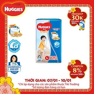 Tã Quần Huggies Dry Pants Jumbo L38 (8 - 13Kg) - Gói 38 Miếng