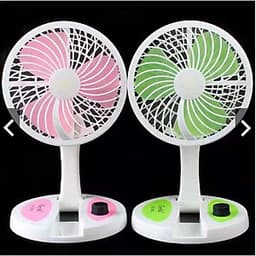 Quạt sạc tích điện xếp tròn có đèn led thắp sáng