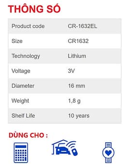 Pin Panasonic CR 1632 -Hàng chính hãng