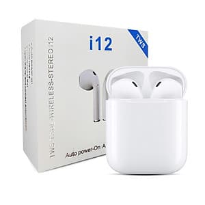 Tai Nghe Mini Bluetooth Không Dây 5.0 i12 Cho Iphone Samsung Xiaomi Huawei - Trắng