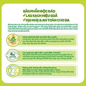 Combo 3 Gói Khăn giấy ướt cho trẻ sơ sinh HUGGIES không mùi, gói 64 tờ