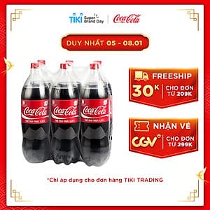 [Nhập mã COCATET2021] Lốc 6 Chai Nước Giải Khát Có Gas Coca-Cola (2.25L / Chai)