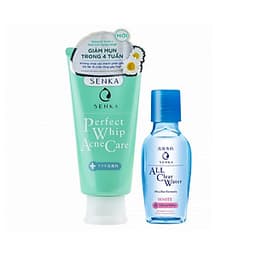 Combo Sữa rửa mặt dành cho da mụn Senka Perfect Whip Acne Care 100g + Nước tẩy trang Senka All Clear White 70ml