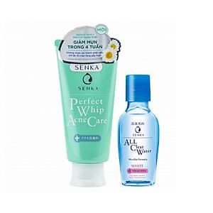 Combo Sữa rửa mặt dành cho da mụn Senka Perfect Whip Acne Care 100g + Nước tẩy trang Senka All Clear White 70ml