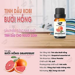 Tinh Dầu Xông Phòng Sả Chanh Kobi (10ml) + Tinh Dầu Bưởi Hồng Kobi (10ml) + Tinh Dầu Bạc Hà Kobi (10ml) Nguyên Chất Giúp Kháng Khuẩn, Khử Mùi, Giảm Stress Hiệu Quả - Tinh Dầu Thiên Nhiên