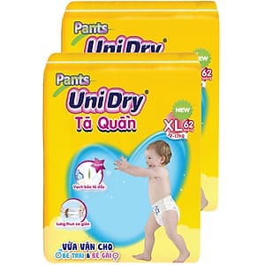 Combo 2 Tã Quần UniDry Ultra Jumbo XL62 - Tặng 01 Balo Trái Bơ Mặt Heo