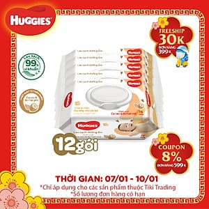 Combo 12 Gói Khăn Ướt Huggies Cacao và Bơ Hạt Mỡ (72 Miếng/ Gói)
