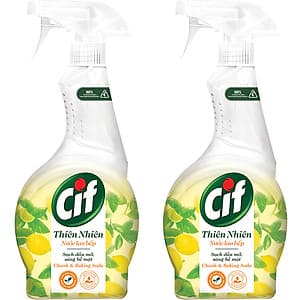 Combo 2 Nước Lau Bếp Cif Thiên Nhiên 500ml Chanh & Baking Soda Sạch Dầu Mỡ An Toàn