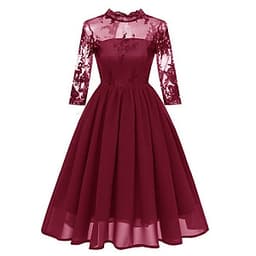 Đầm Dự Tiệc Nữ Cổ Tròn Phối Ren Thanh Lịch