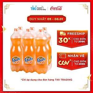 [Nhập mã COCATET2021] Lốc 6 Chai Nước Giải Khát Có Gas Fanta Cam (1.5L / Chai)