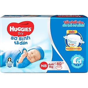 Tã Dán Sơ Sinh Huggies NB40 - Dưới 5kg (40 Miếng)