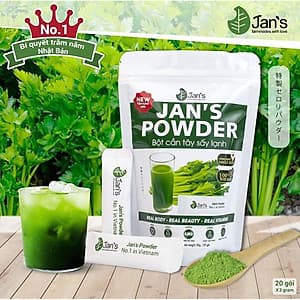 Bột Cần Tây Sấy Lạnh Jans hỗ trợ giảm cân - detox đẹp da sạch mụn -Bao bì mới túi 60g - 20 gói x 3g 