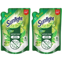 Combo 2 Nước Rửa Chén Sunlight Khử mùi tanh Matcha Trà Nhật (2.1kg x 2)