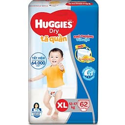 Combo 3 Gói Tã Quần Huggies Dry Gói Cực Đại XL62 (62 Miếng) - Bao Bì Mới