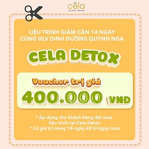 Voucher liệu trình giảm cân liệu trình 14 ngày  áp dụng trên chuỗi nhà hàng Celadetox  an toàn, không mệt mỏi được thiết kế bởi huấn luyện viên dinh dưỡng theo phương pháp eatclean