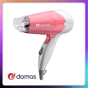 Máy Sấy Tóc Mini Damas JT3377 (Chính Hãng) - Tay cầm gấp gọn tiện dụng, chế độ bảo vệ nguồn điện, tự động ngắt nguồn chống cháy thiết bị