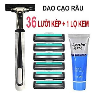 DAO CẠO RÂU 36 LƯỠI tặng kèm 1 dao cạo + 1 tuýp kem cạo râu