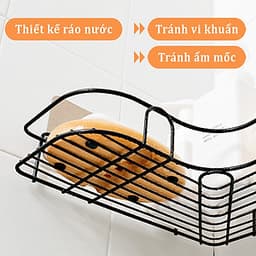 Kệ dán góc tường tam giác đựng đồ nhà tắm, nhà bếp kim loại