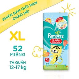 Combo 3 Tã Quần Pampers Điều Hoà Gói Lớn XL52 Tặng 1 Túi Nước Giặt Ariel 1.4kg