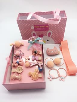 Hộp kẹp tóc cho bé - Màu cam (Quà tặng đáng yêu cho bé gái) - kèm hộp có quai xách