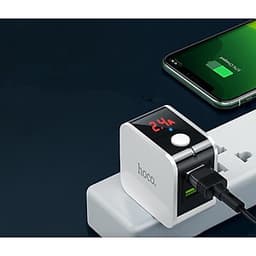 Cốc sạc nhanh 2.4A Hoco có màn hình LED 2 cổng tự ngắt nguồn chống chai pin ( 2 màu ) - Hàng chính hãng