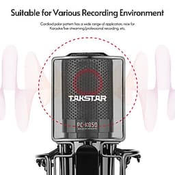 TAKSTAR PC-K850 Side-Address Recording Microphone Cardioid Pickup Pattern Wired Condenser Mic for Live Streaming Karaoke