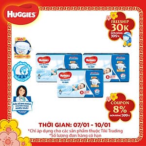 Combo 3 Gói Tã Dán Sơ Sinh Huggies Mới (4-8) kg - Gói 56 Miếng 