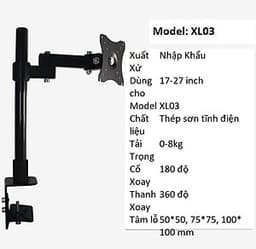 Giá treo màn hình xoay 360 độ - Chân đứng - Tay dài 23 cm, kẹp bàn, hàng nhập khẩu
